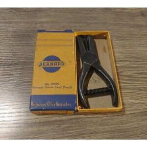 Vintage Bernard 2600 Vacuum Loose Leaf Hole Punch with Original Box